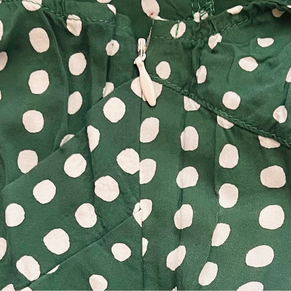 Anthropologie 11.1 Tylho Sleeveless Green Polka Dots Shirt Dress - Picture 9 of 9